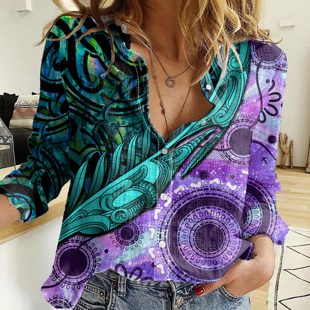 New Zealand Paua Shell With Australia Opal Unique Combine Women Casual Shirt - Vibe Hoodie Shop