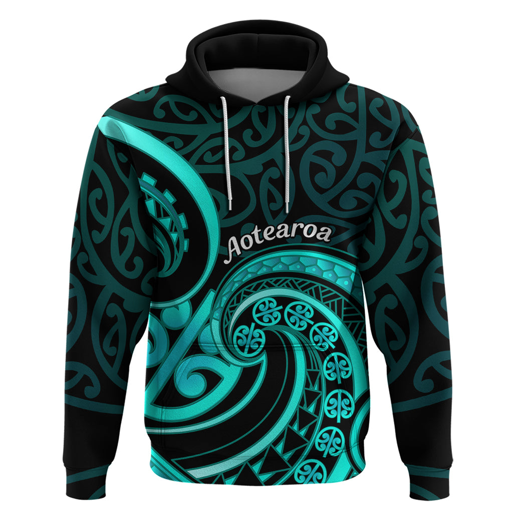 Turquoise New Zealand Mangopare Hoodie Aotearoa Maori Koru Style - Vibe Hoodie Shop