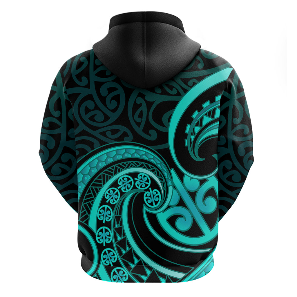 Turquoise New Zealand Mangopare Hoodie Aotearoa Maori Koru Style - Vibe Hoodie Shop