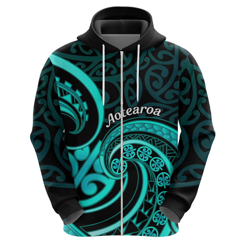 Turquoise New Zealand Mangopare Hoodie Aotearoa Maori Koru Style - Vibe Hoodie Shop