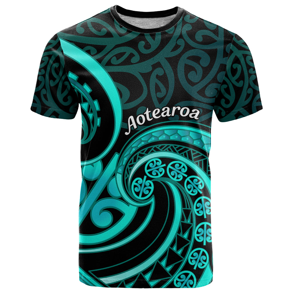 Turquoise New Zealand Mangopare T Shirt Aotearoa Maori Koru Style - Vibe Hoodie Shop