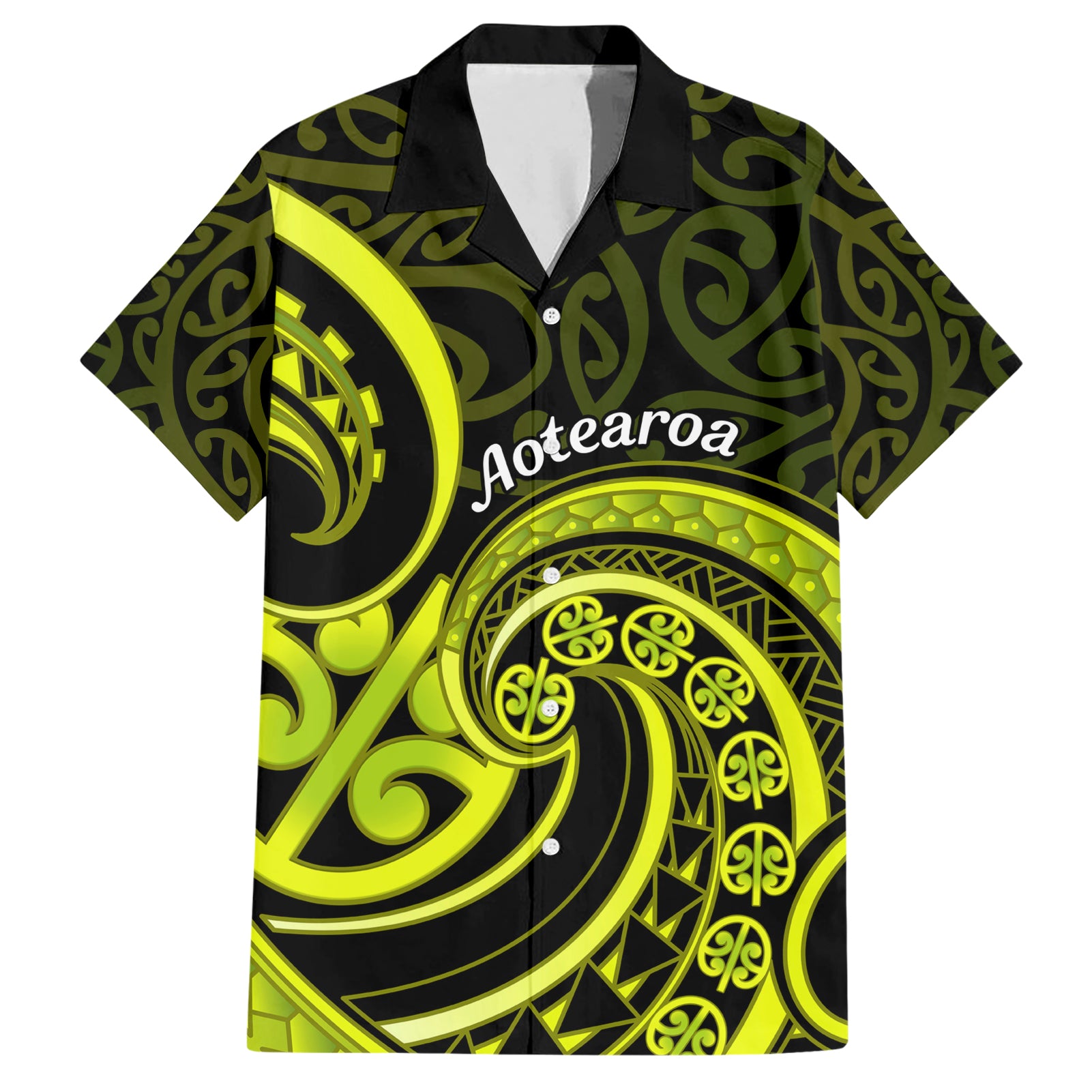 Lime Green New Zealand Mangopare Hawaiian Shirt Aotearoa Maori Koru Style - Vibe Hoodie Shop