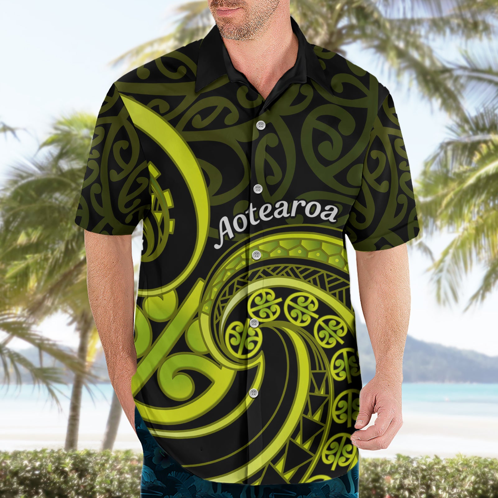 Lime Green New Zealand Mangopare Hawaiian Shirt Aotearoa Maori Koru Style - Vibe Hoodie Shop