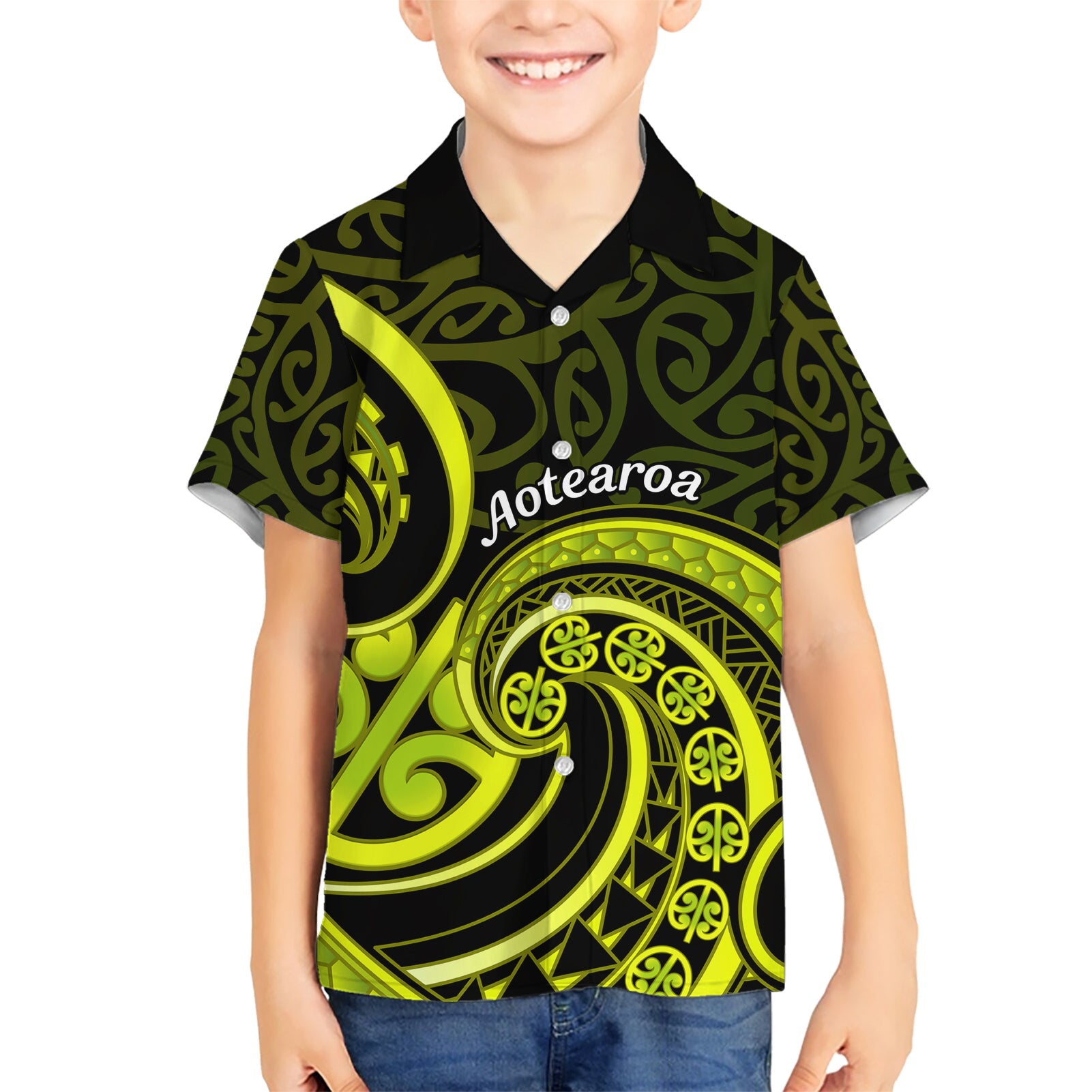 Lime Green New Zealand Mangopare Hawaiian Shirt Aotearoa Maori Koru Style - Vibe Hoodie Shop