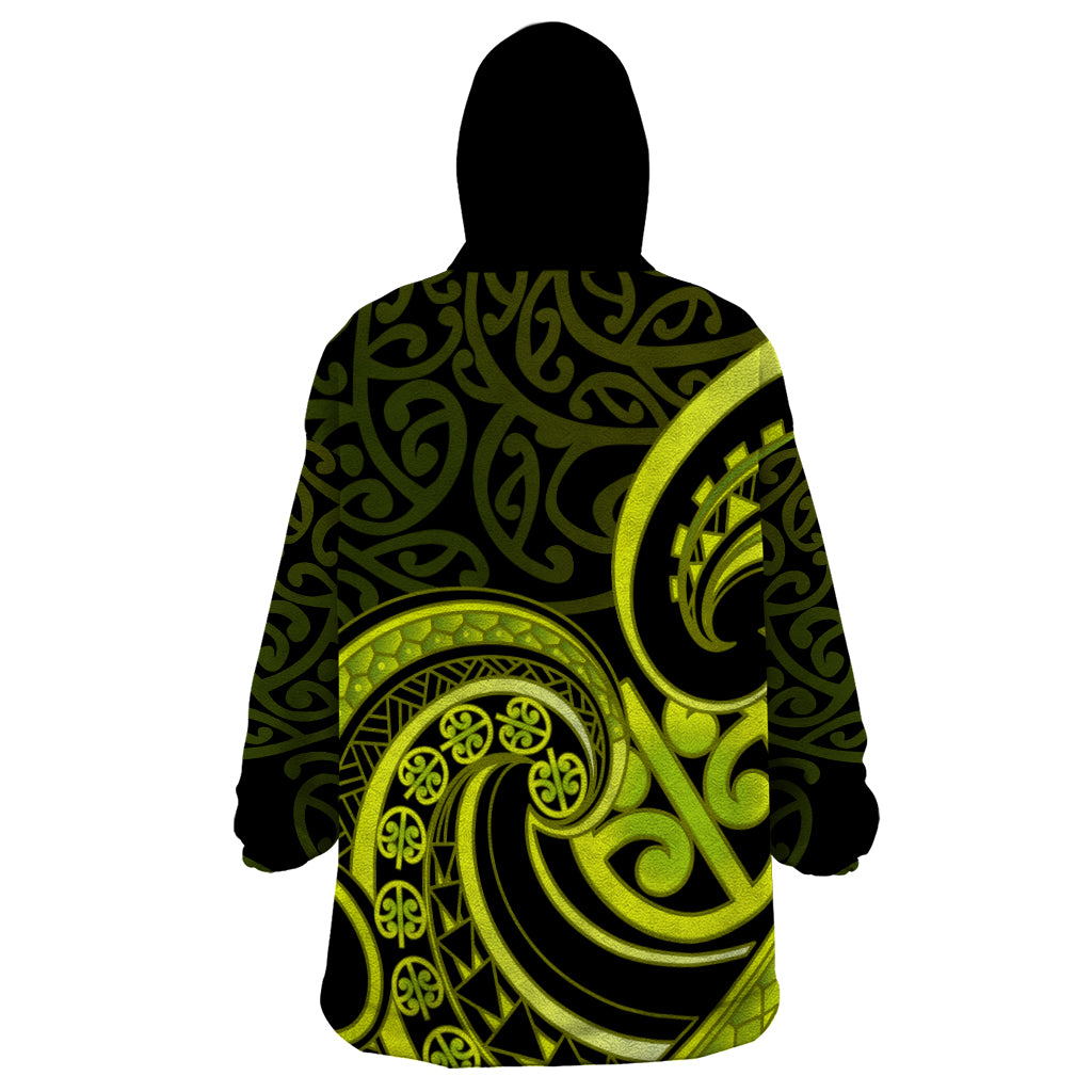 Lime Green New Zealand Mangopare Wearable Blanket Hoodie Aotearoa Maori Koru Style - Vibe Hoodie Shop