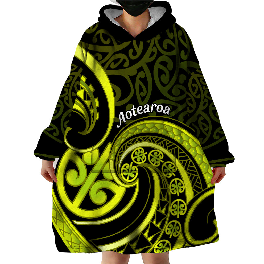 Lime Green New Zealand Mangopare Wearable Blanket Hoodie Aotearoa Maori Koru Style - Vibe Hoodie Shop