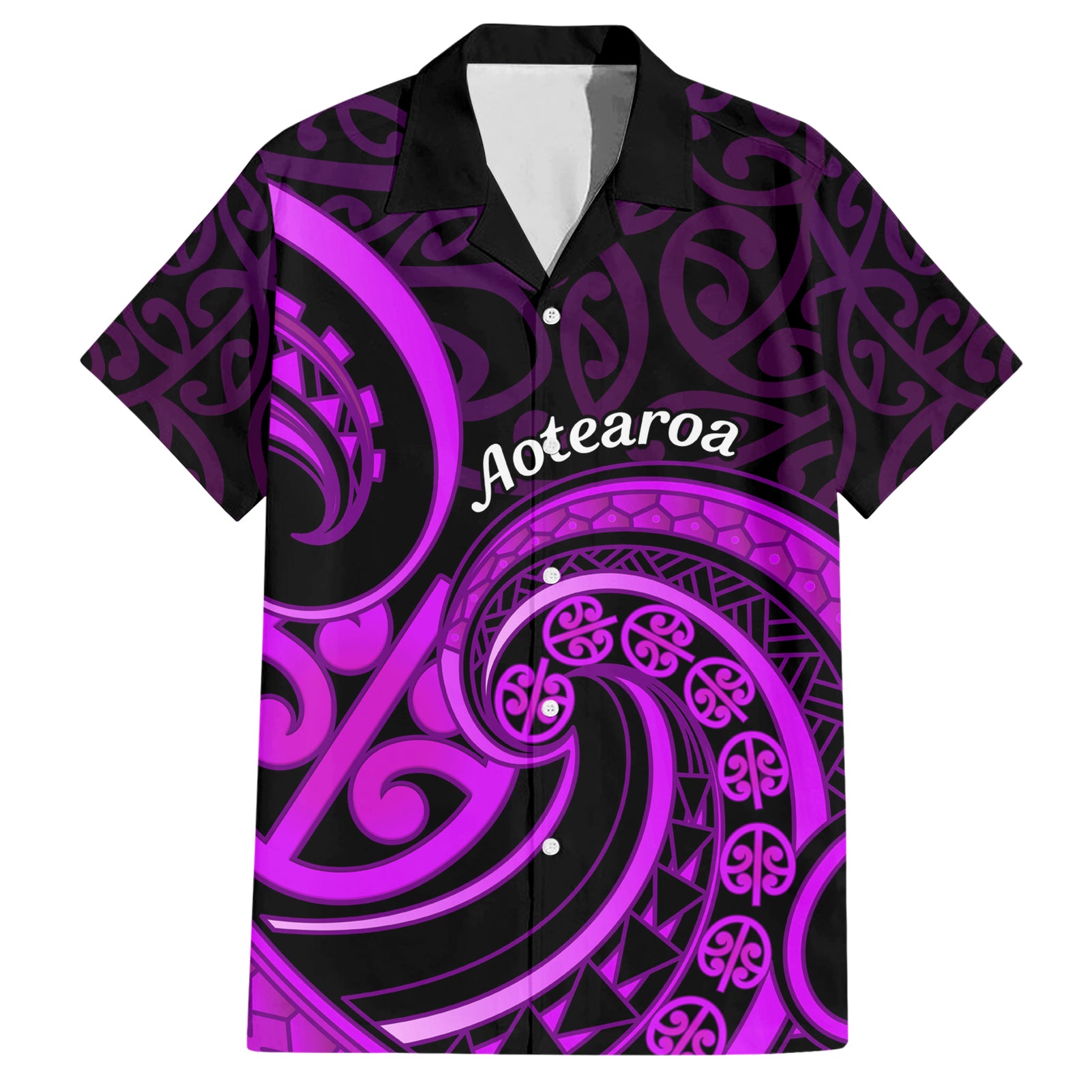 Purple Aotearoa Mangopare Hawaiian Shirt NZ Maori Koru Style - Vibe Hoodie Shop