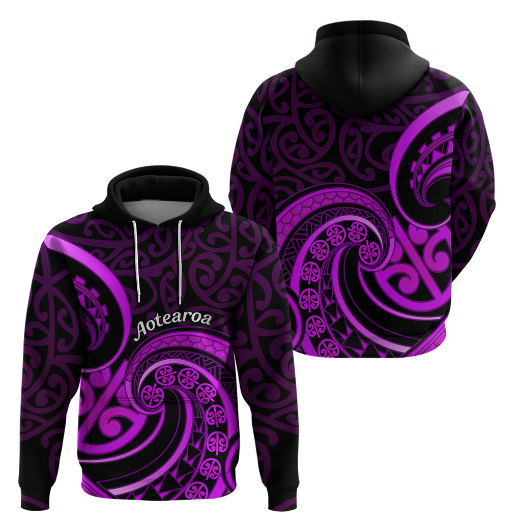 Purple Aotearoa Mangopare Hoodie NZ Maori Koru Style - Vibe Hoodie Shop