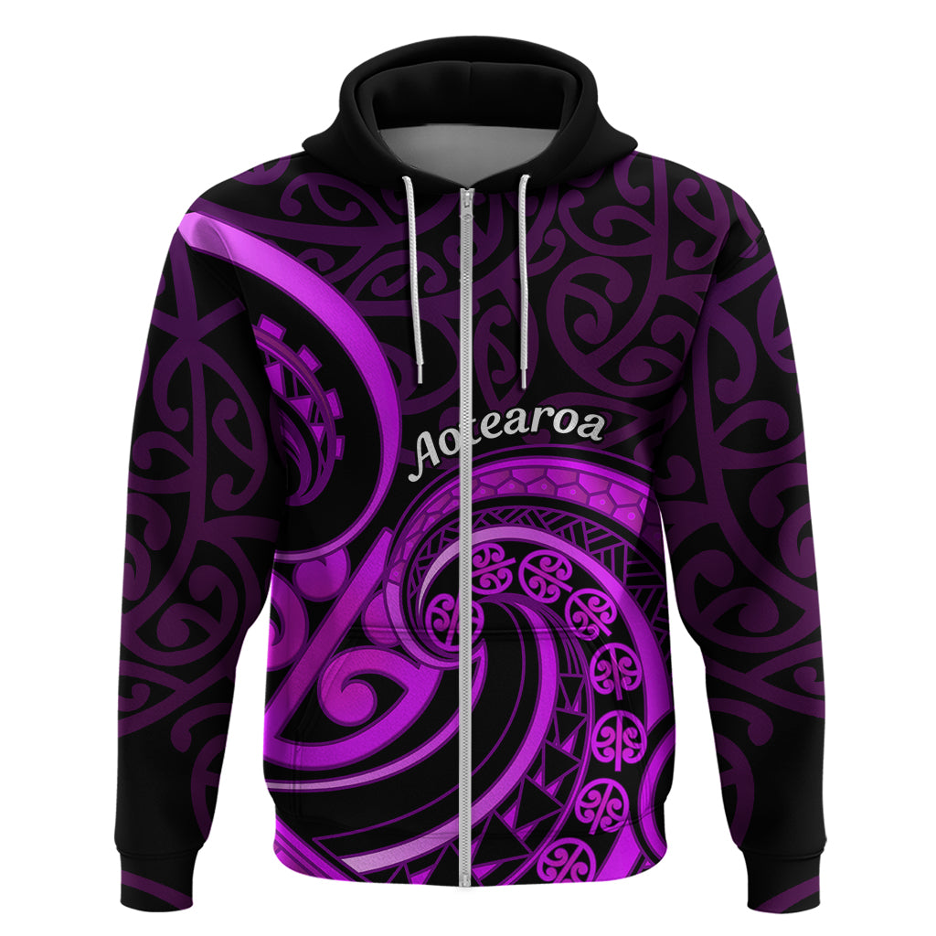 Purple Aotearoa Mangopare Hoodie NZ Maori Koru Style - Vibe Hoodie Shop