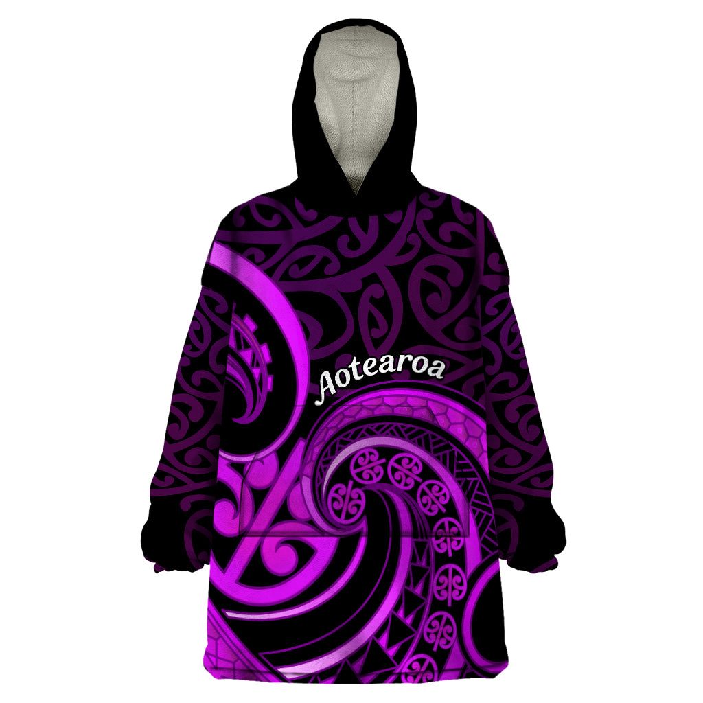 Purple Aotearoa Mangopare Wearable Blanket Hoodie NZ Maori Koru Style - Vibe Hoodie Shop