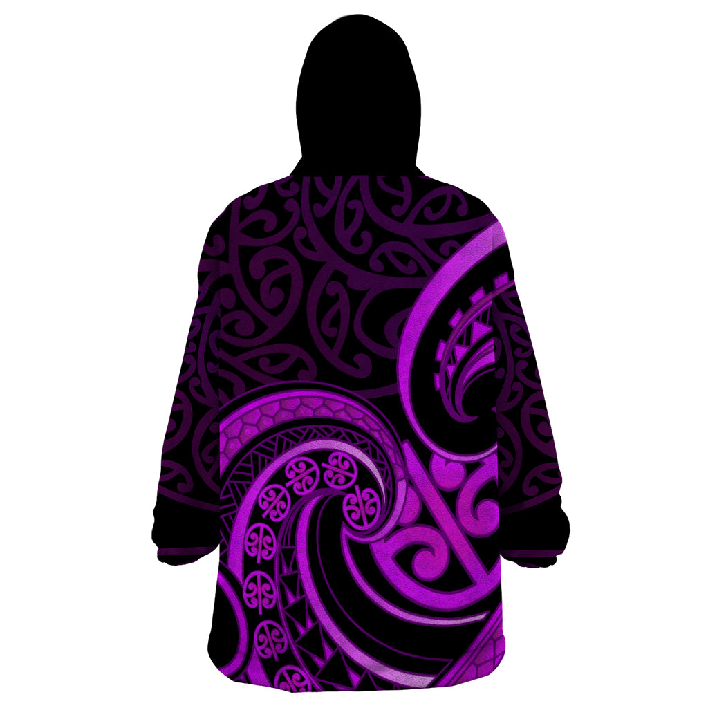 Purple Aotearoa Mangopare Wearable Blanket Hoodie NZ Maori Koru Style - Vibe Hoodie Shop