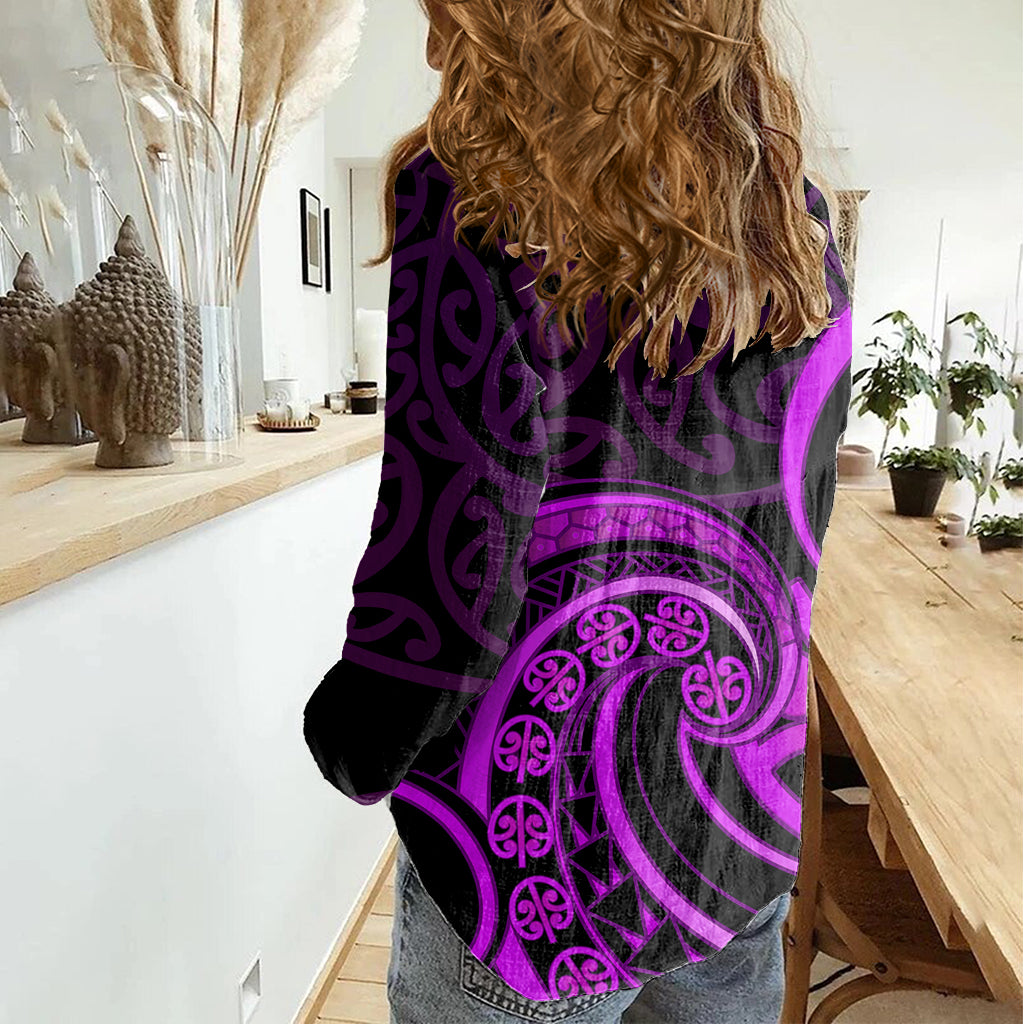 Purple Aotearoa Mangopare Women Casual Shirt NZ Maori Koru Style - Vibe Hoodie Shop