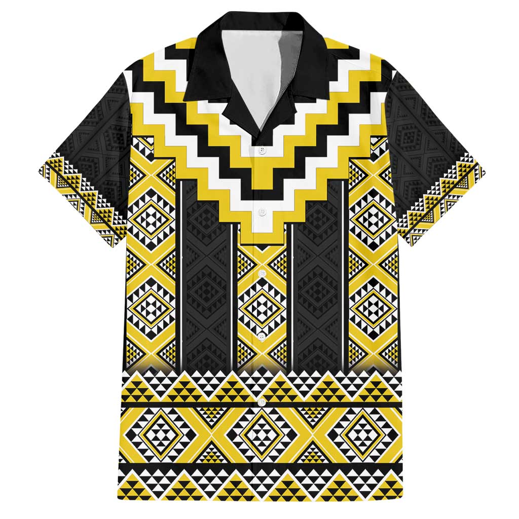 Yellow Taniko Aotearoa Hawaiian Shirt Niho Taniwha Mix Poutama - Vibe Hoodie Shop