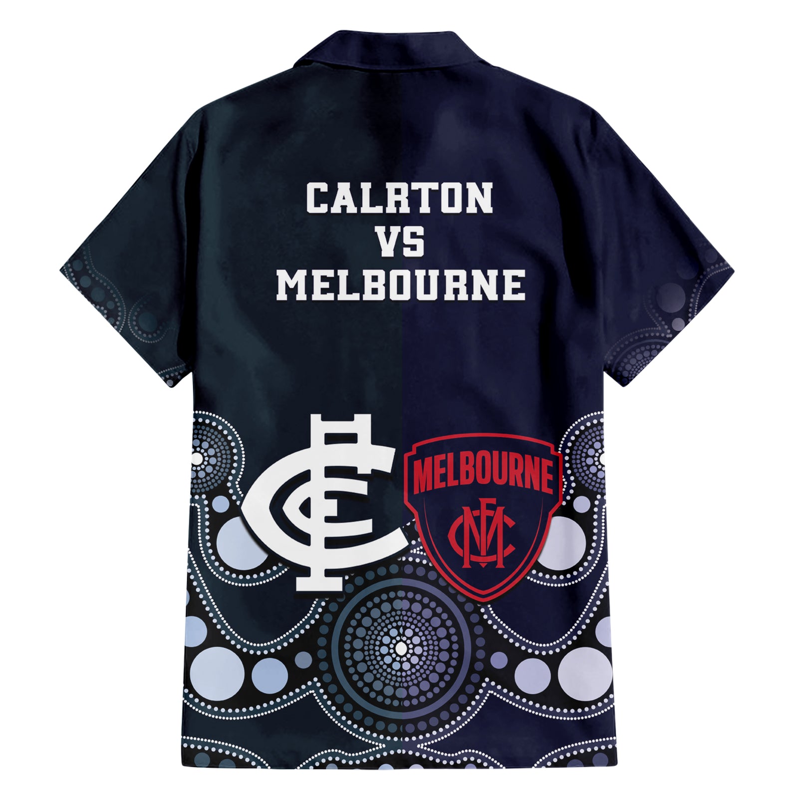 Demons And Blues Football Hawaiian Shirt Melbourne And Calrton Mascots Aboriginal Art - Vibe Hoodie Shop