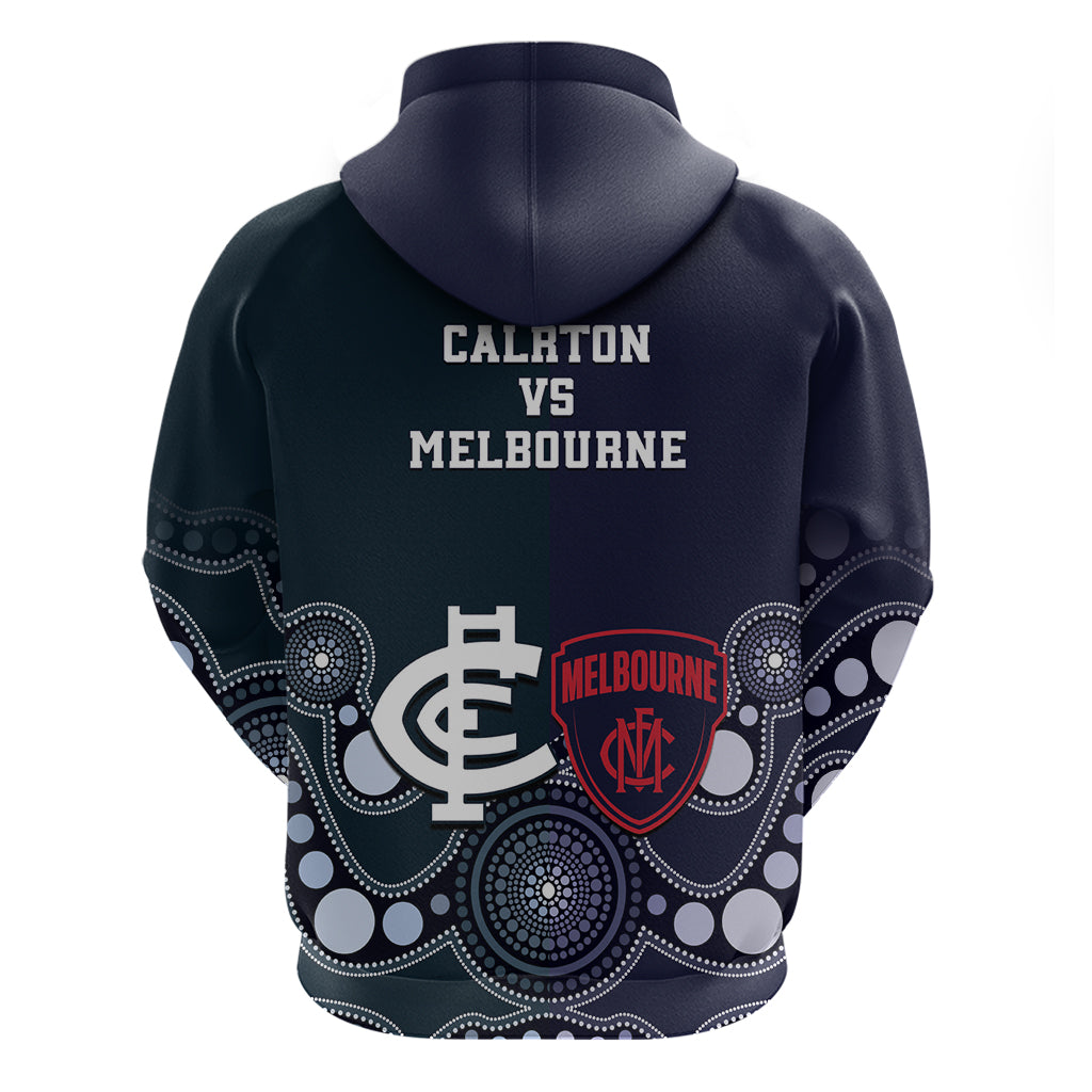 Demons And Blues Football Hoodie Melbourne And Calrton Mascots Aboriginal Art - Vibe Hoodie Shop