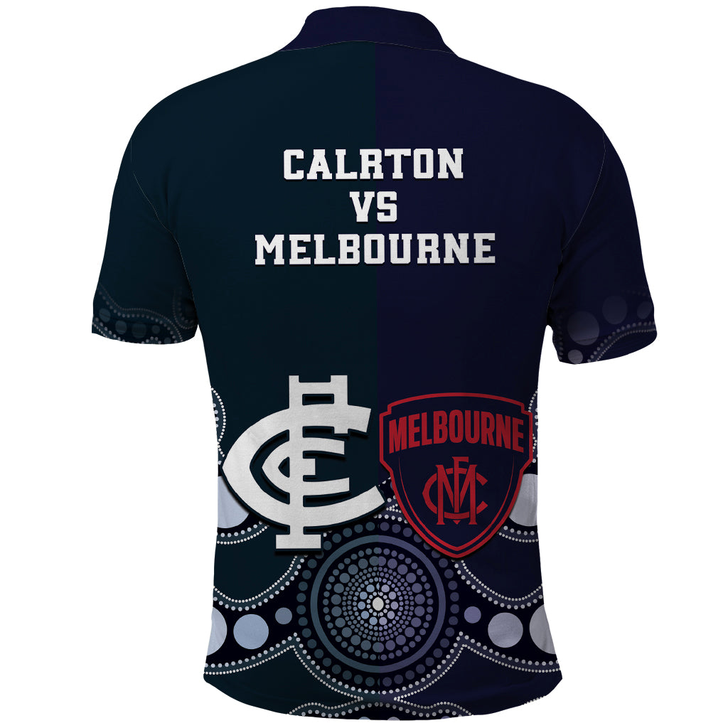 Demons And Blues Football Polo Shirt Melbourne And Calrton Mascots Aboriginal Art - Vibe Hoodie Shop