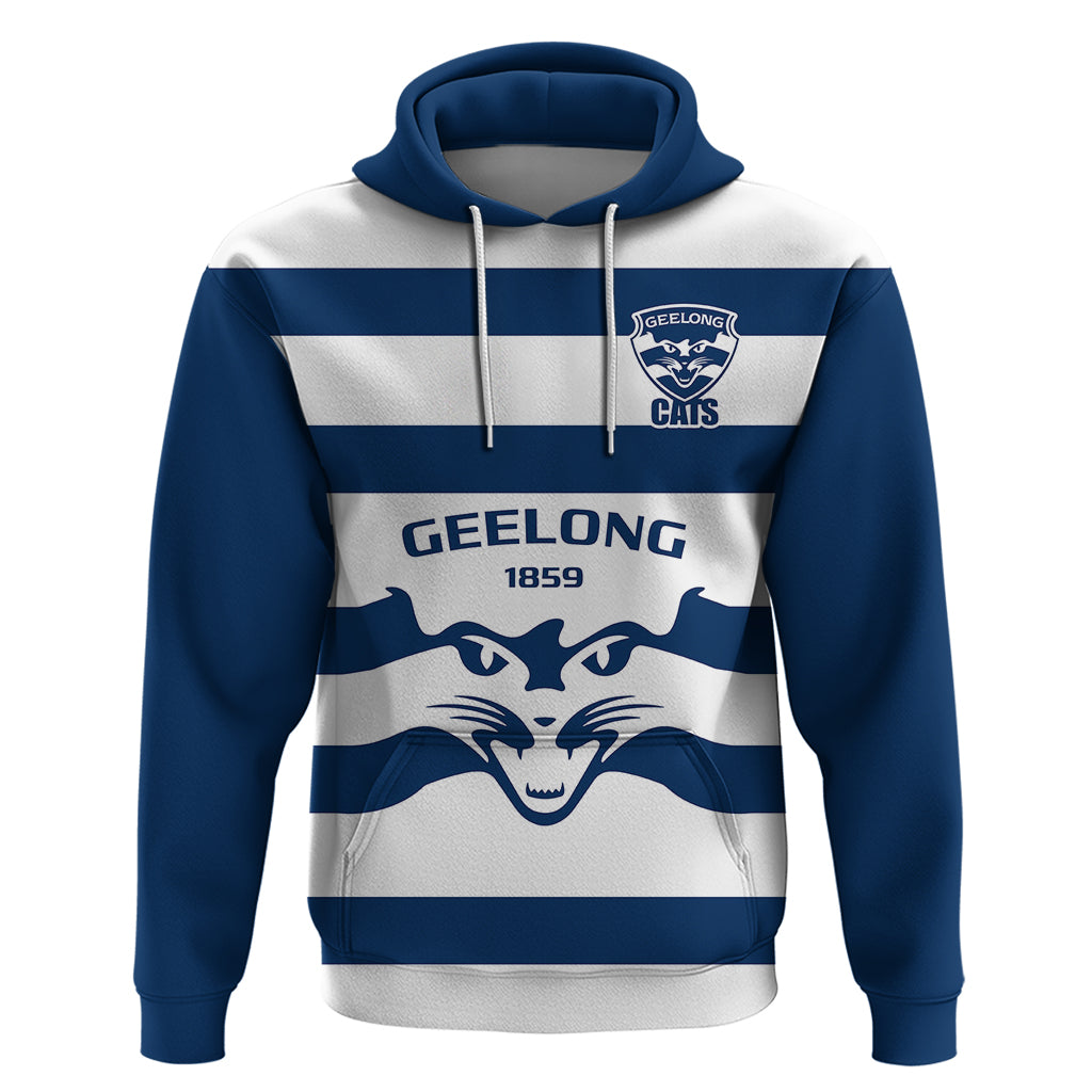 Geelong Football 2023 Hoodie Go Cats White Sporty Style - Vibe Hoodie Shop