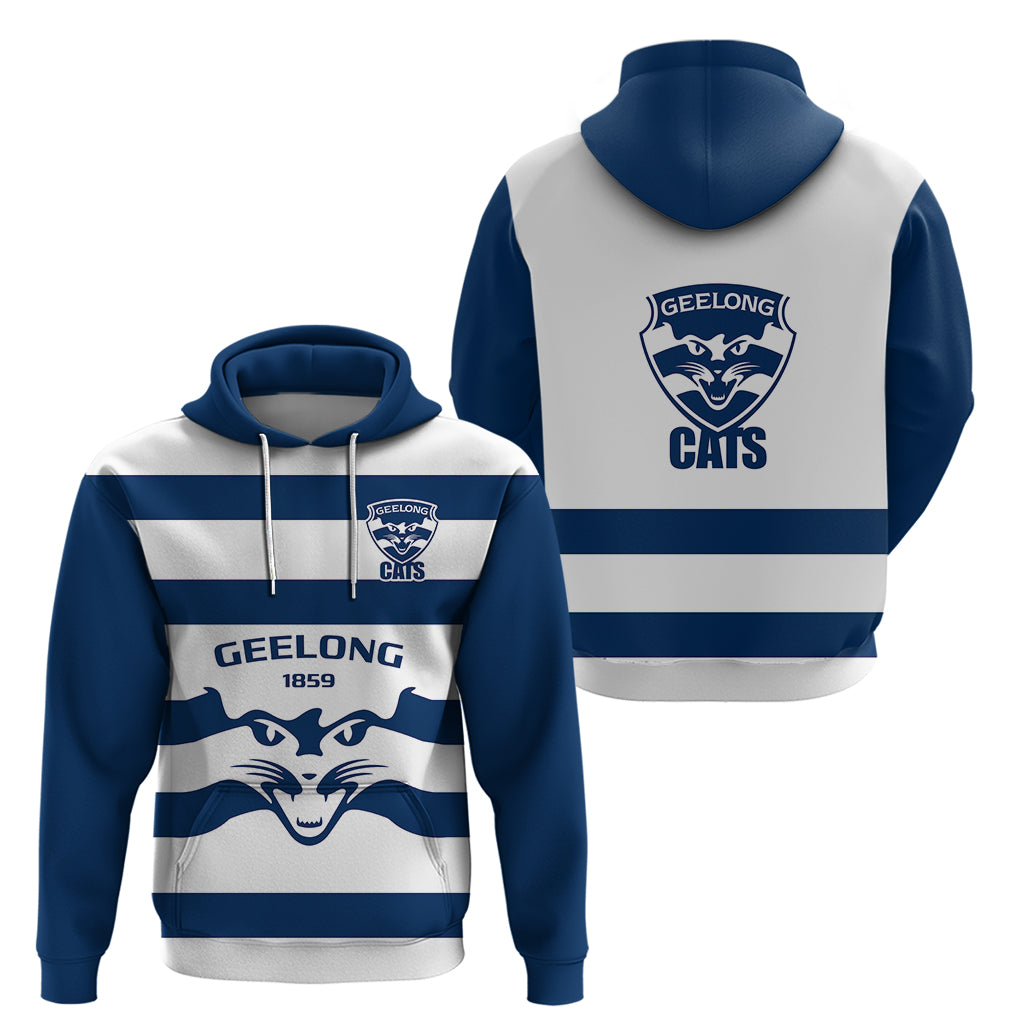 Geelong Football 2023 Hoodie Go Cats White Sporty Style - Vibe Hoodie Shop