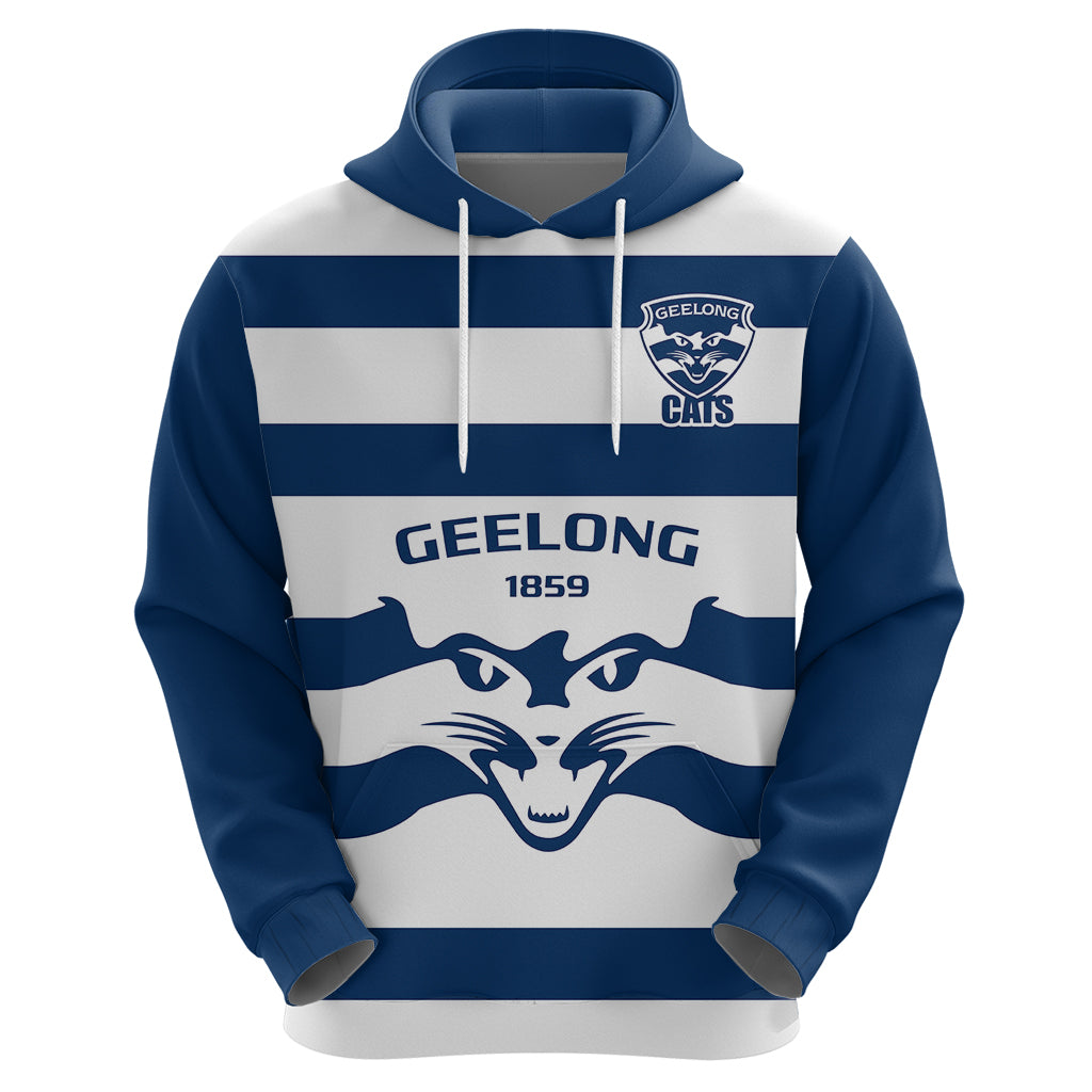 Geelong Football 2023 Hoodie Go Cats White Sporty Style - Vibe Hoodie Shop