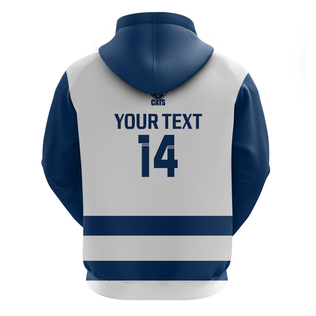 Personalised Geelong Football 2023 Hoodie Go Cats White Sporty Style - Vibe Hoodie Shop