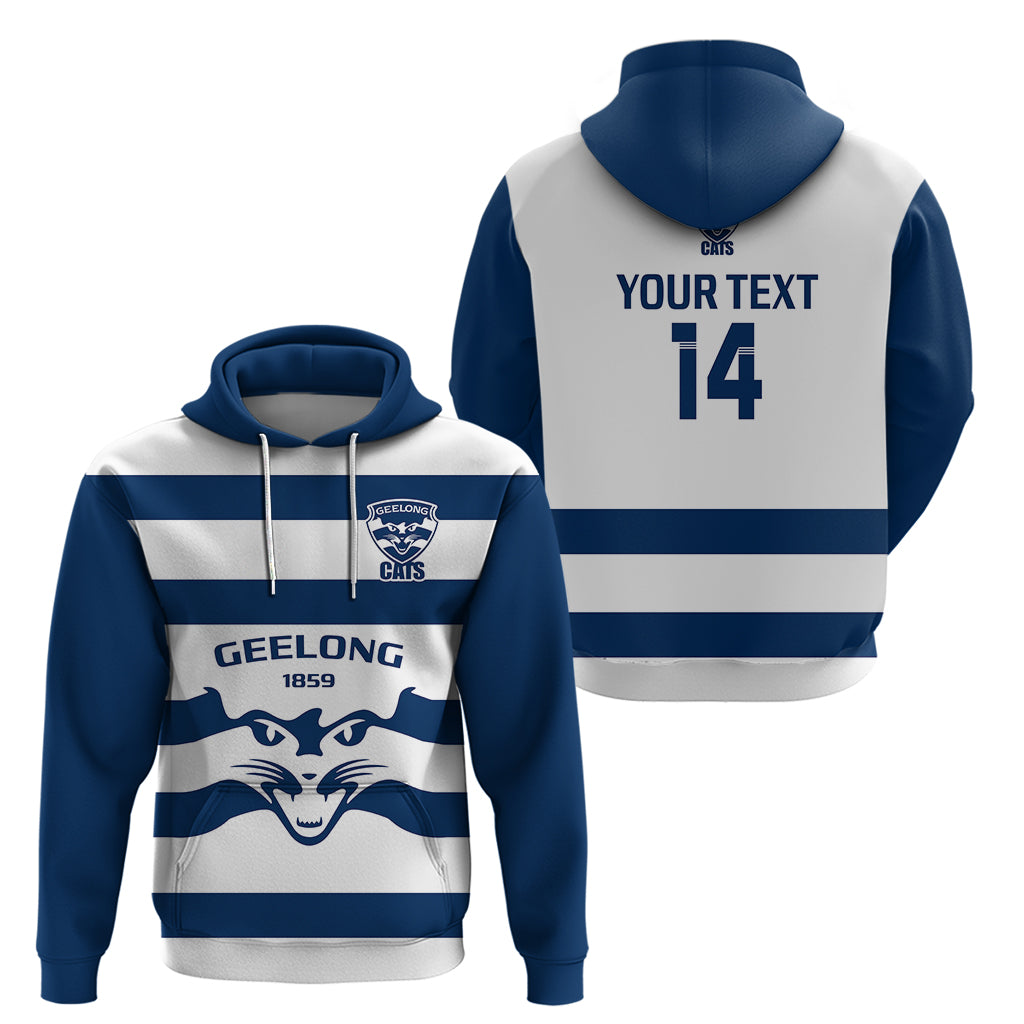 Personalised Geelong Football 2023 Hoodie Go Cats White Sporty Style - Vibe Hoodie Shop