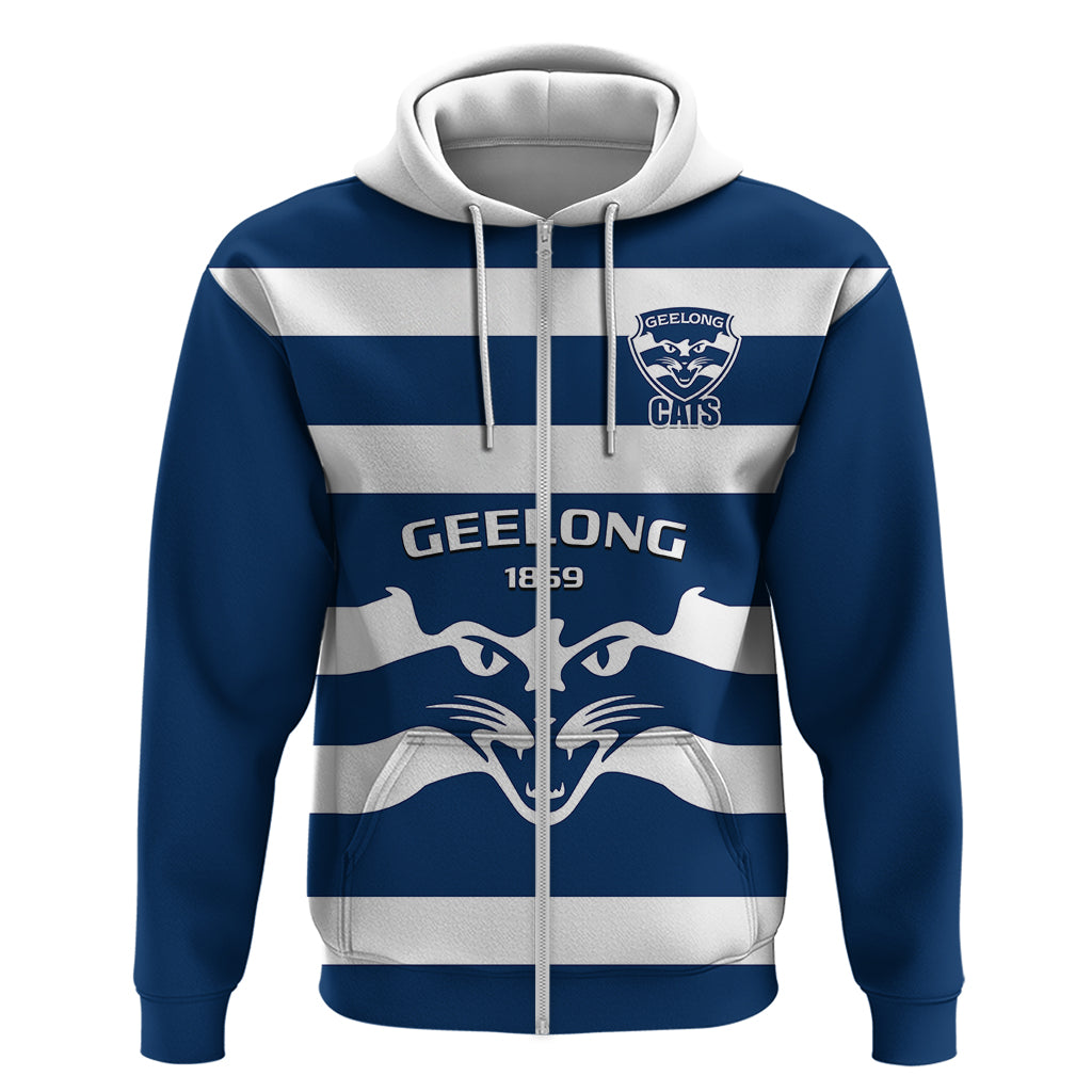Geelong Football 2023 Hoodie Go Cats Navy Blue Sporty Style - Vibe Hoodie Shop