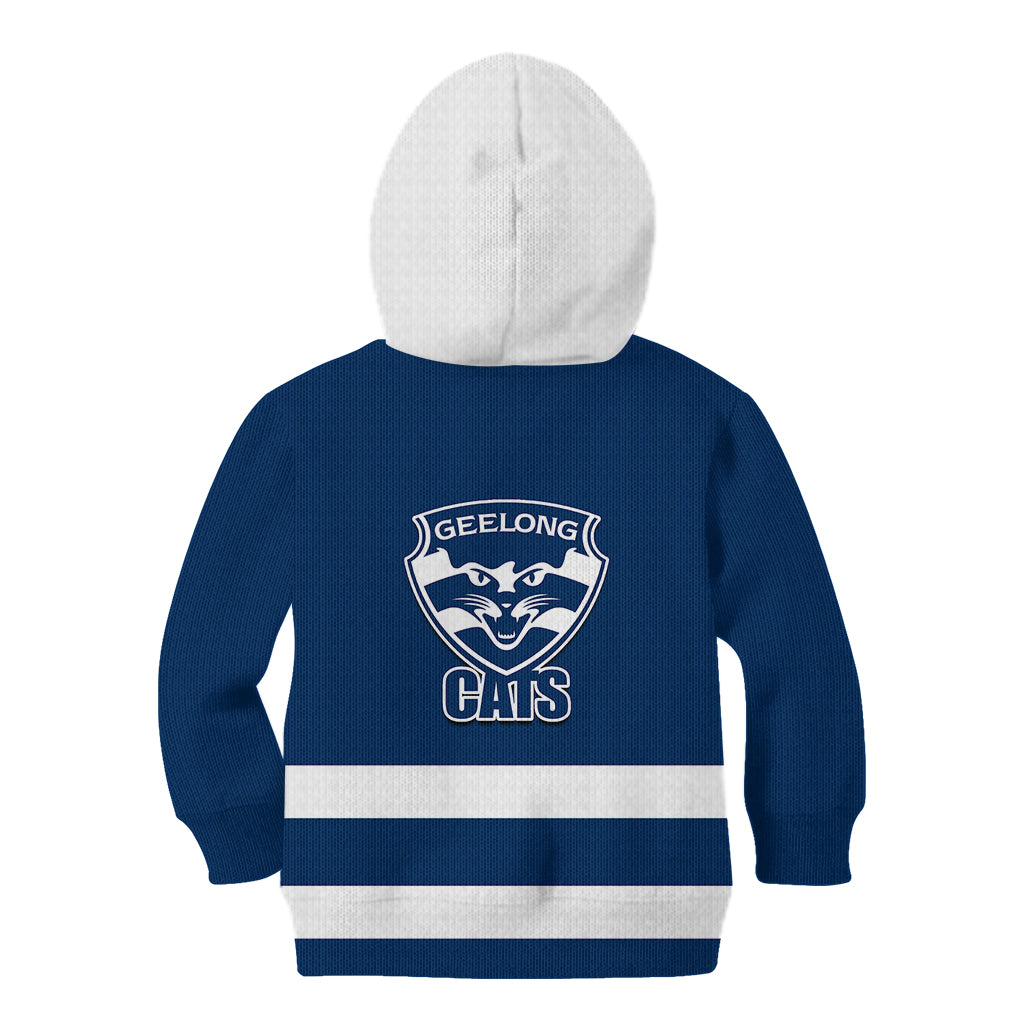 Geelong Football 2023 Kid Hoodie Go Cats Navy Blue Sporty Style - Vibe Hoodie Shop