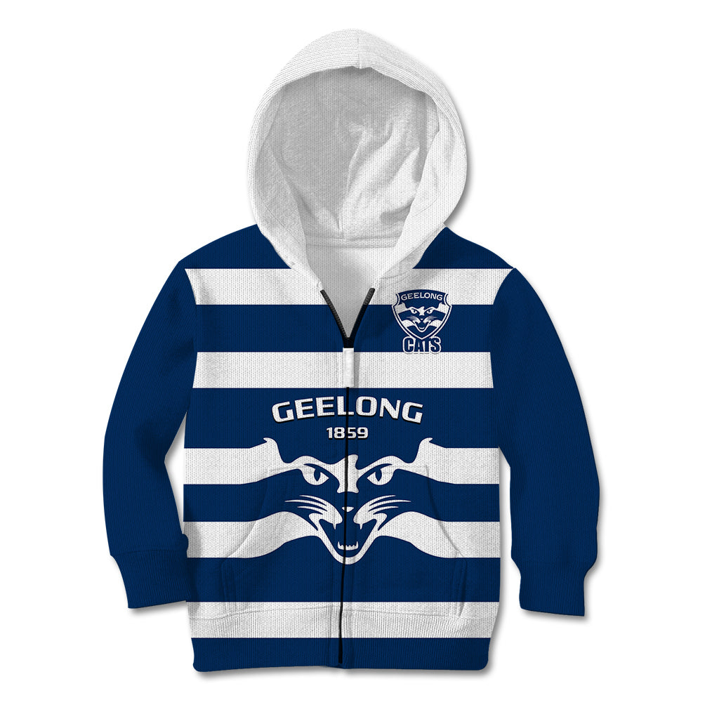 Geelong Football 2023 Kid Hoodie Go Cats Navy Blue Sporty Style - Vibe Hoodie Shop