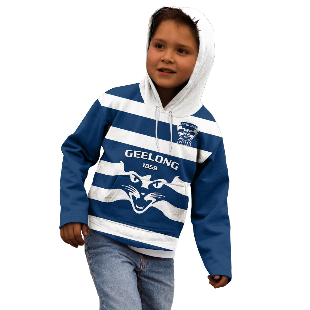 Geelong Football 2023 Kid Hoodie Go Cats Navy Blue Sporty Style - Vibe Hoodie Shop