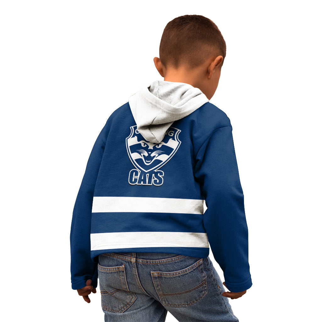 Geelong Football 2023 Kid Hoodie Go Cats Navy Blue Sporty Style - Vibe Hoodie Shop