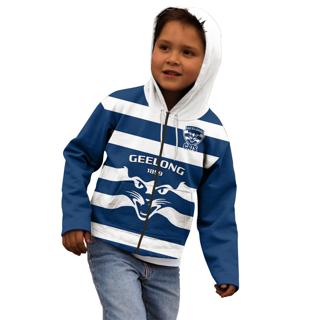 Geelong Football 2023 Kid Hoodie Go Cats Navy Blue Sporty Style - Vibe Hoodie Shop