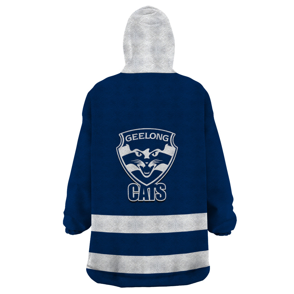 Geelong Football 2023 Wearable Blanket Hoodie Go Cats Navy Blue Sporty Style - Vibe Hoodie Shop