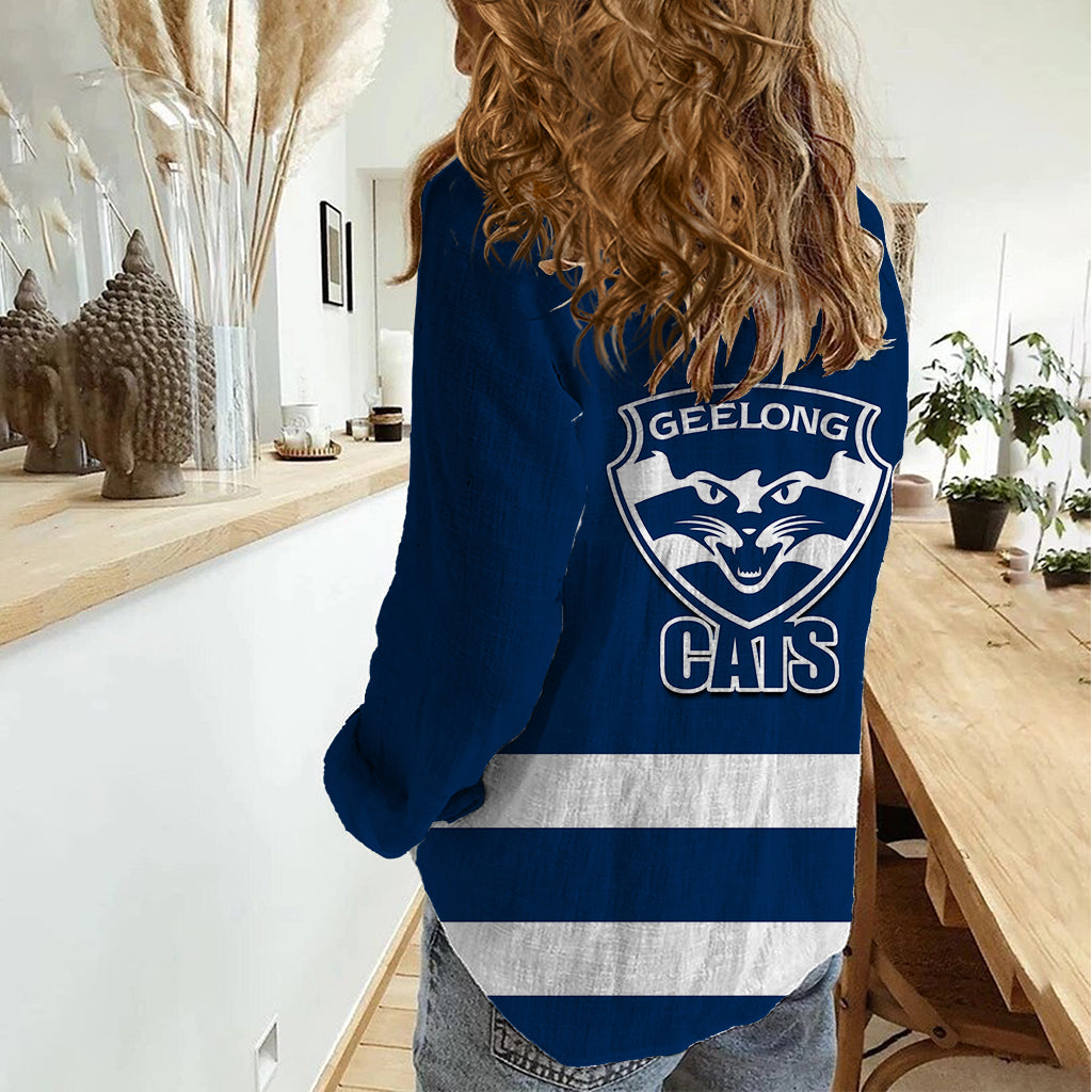 Geelong Football 2023 Women Casual Shirt Go Cats Navy Blue Sporty Style - Vibe Hoodie Shop