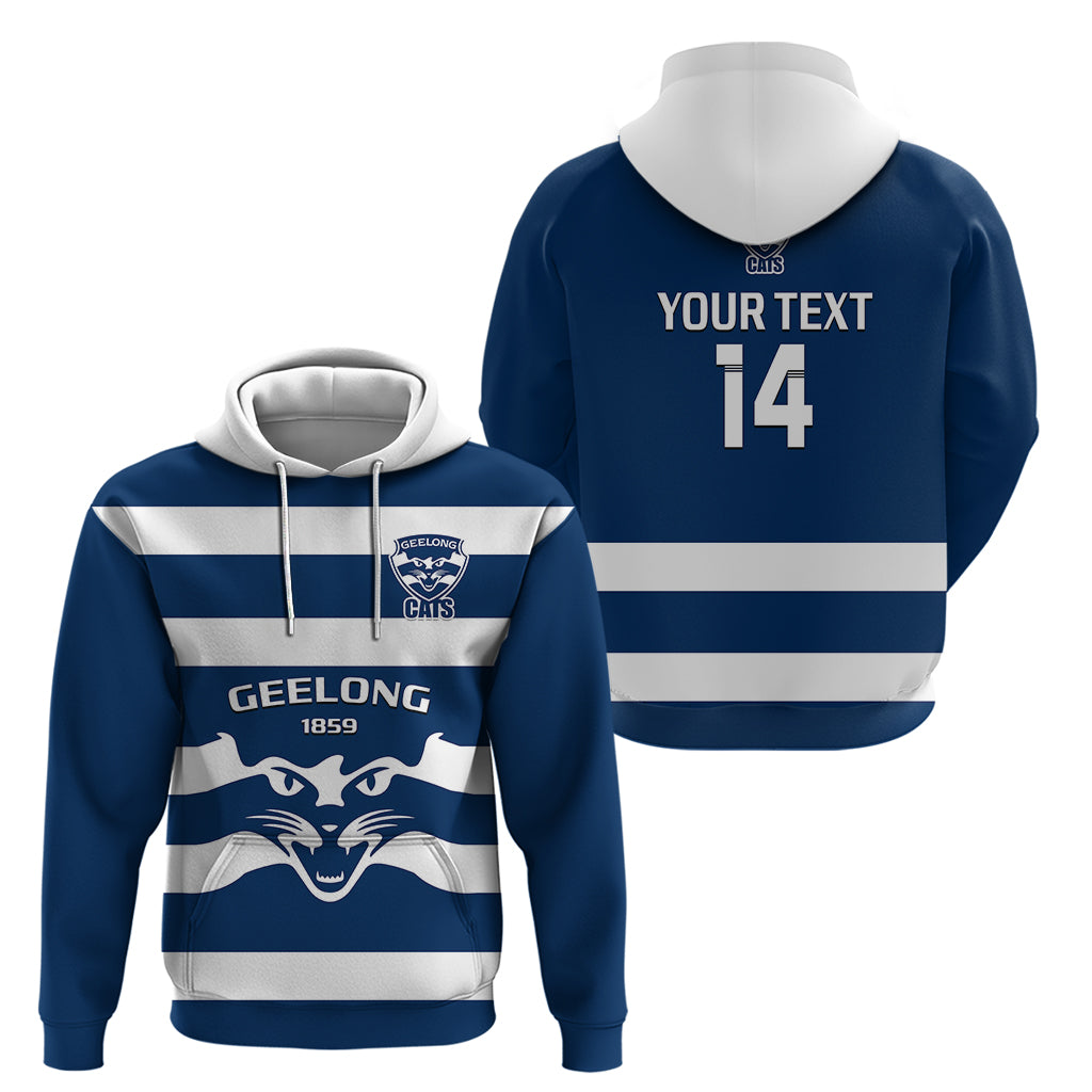 Personalised Geelong Football 2023 Hoodie Go Cats Navy Blue Sporty Style - Vibe Hoodie Shop
