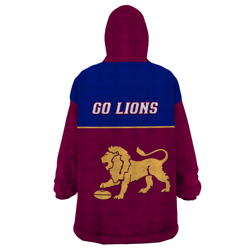 Brisbane Lions Football 2023 Wearable Blanket Hoodie Sporty Maroon Version - Vibe Hoodie Shop