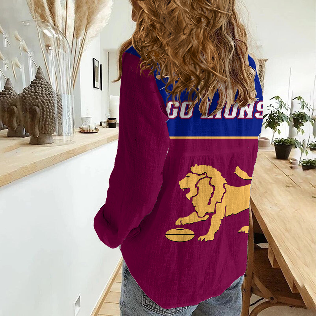 Brisbane Lions Football 2023 Women Casual Shirt Sporty Maroon Version - Vibe Hoodie Shop