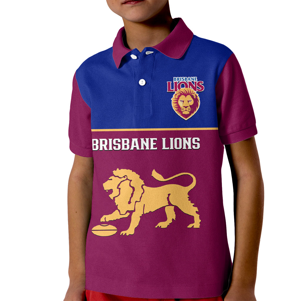 Personalised Brisbane Lions Football 2023 Kid Polo Shirt Sporty Maroon Version - Vibe Hoodie Shop