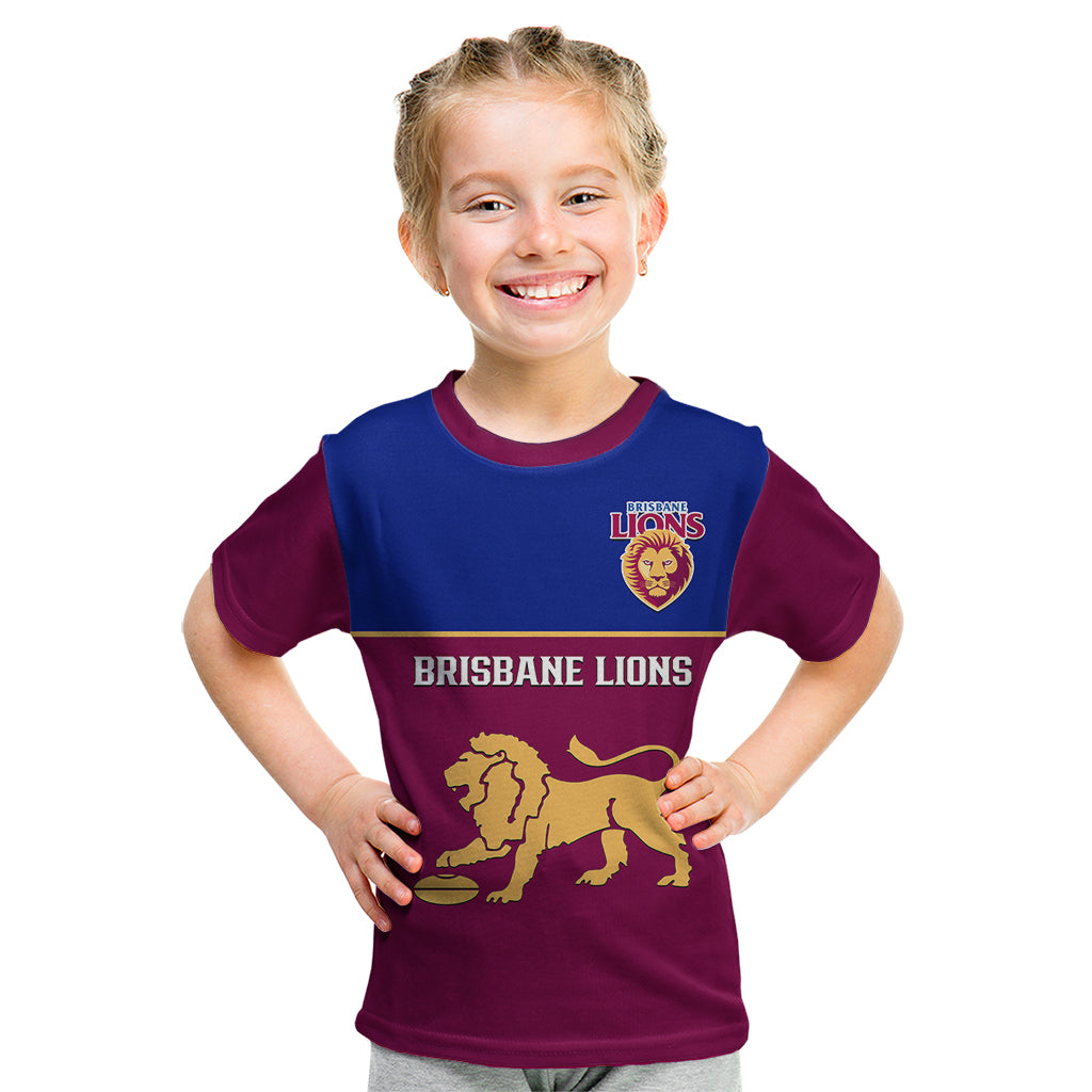 Personalised Brisbane Lions Football 2023 Kid T Shirt Sporty Maroon Version - Vibe Hoodie Shop