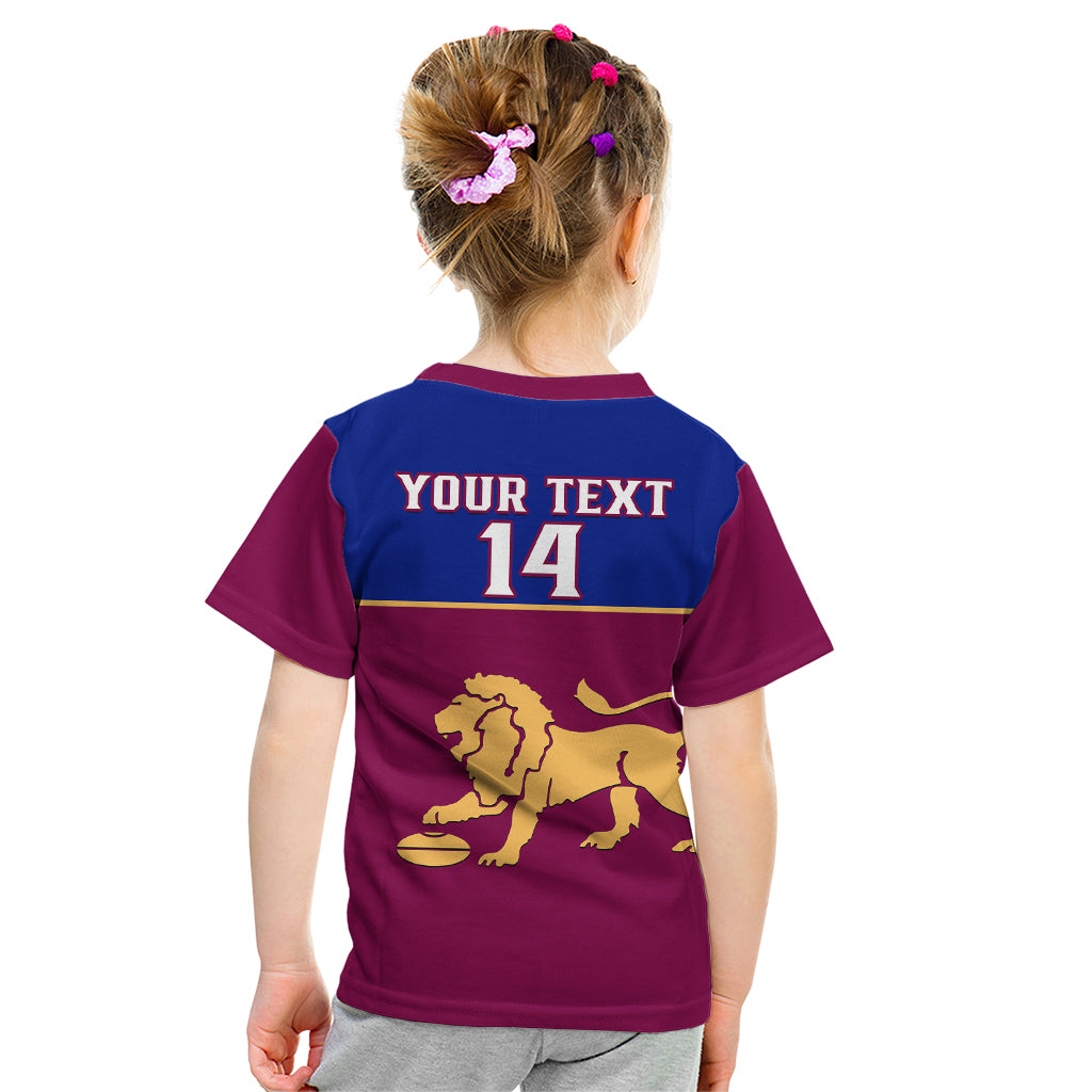 Personalised Brisbane Lions Football 2023 Kid T Shirt Sporty Maroon Version - Vibe Hoodie Shop