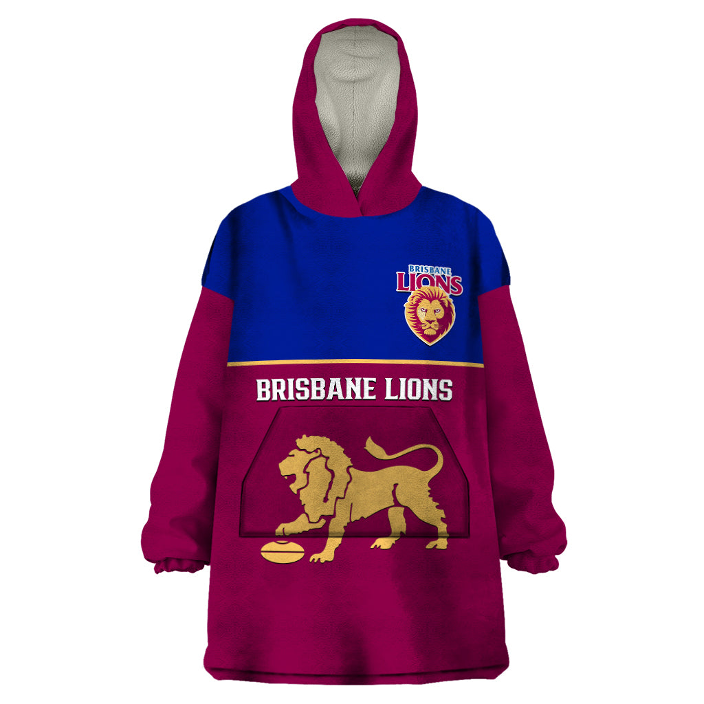 Personalised Brisbane Lions Football 2023 Wearable Blanket Hoodie Sporty Maroon Version - Vibe Hoodie Shop