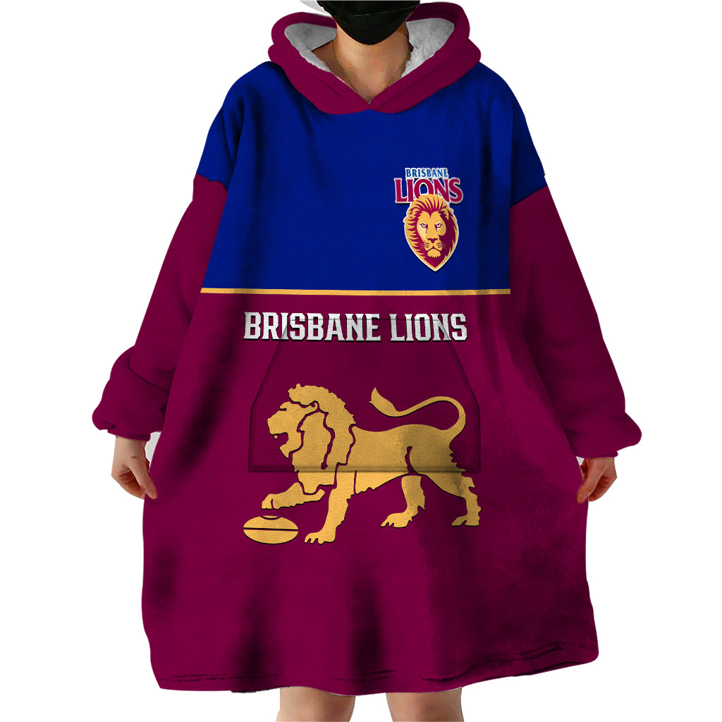 Personalised Brisbane Lions Football 2023 Wearable Blanket Hoodie Sporty Maroon Version - Vibe Hoodie Shop