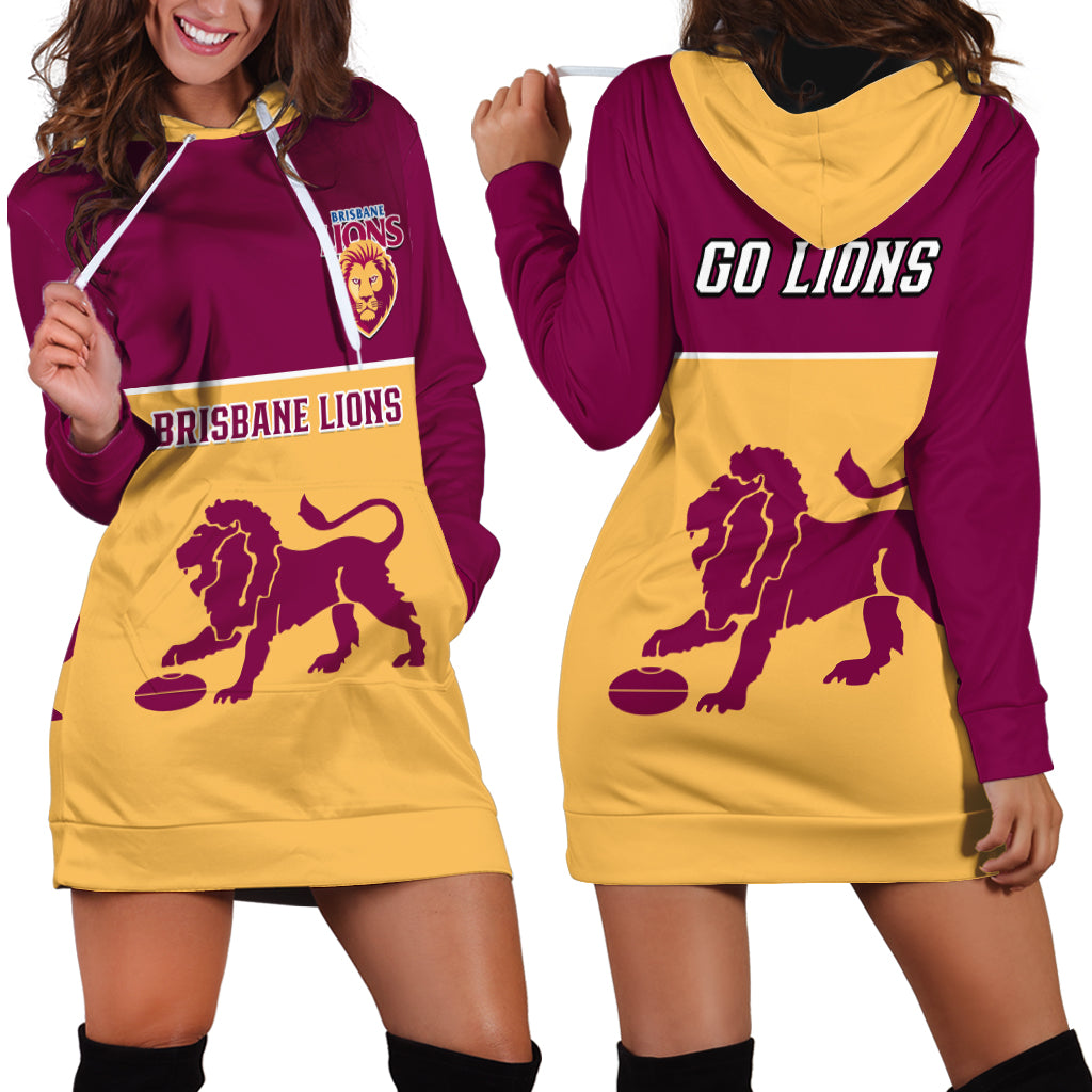 Brisbane Lions Football 2023 Hoodie Dress Sporty Gold Version - Vibe Hoodie Shop