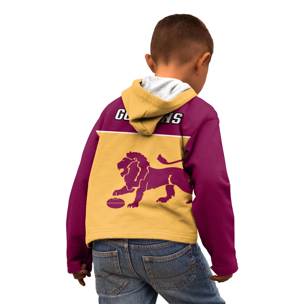 Brisbane Lions Football 2023 Kid Hoodie Sporty Gold Version - Vibe Hoodie Shop