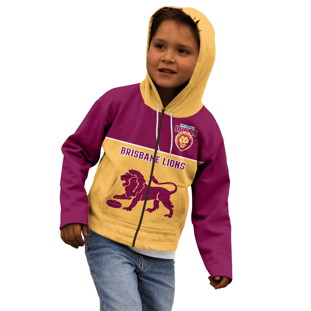 Brisbane Lions Football 2023 Kid Hoodie Sporty Gold Version - Vibe Hoodie Shop