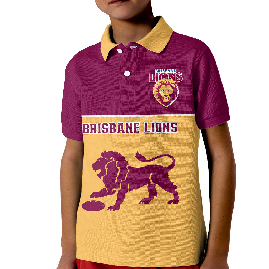 Brisbane Lions Football 2023 Kid Polo Shirt Sporty Gold Version - Vibe Hoodie Shop