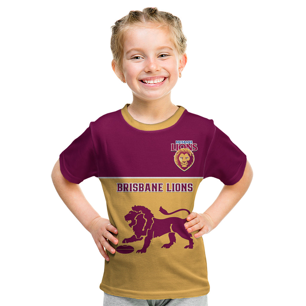 Brisbane Lions Football 2023 Kid T Shirt Sporty Gold Version - Vibe Hoodie Shop