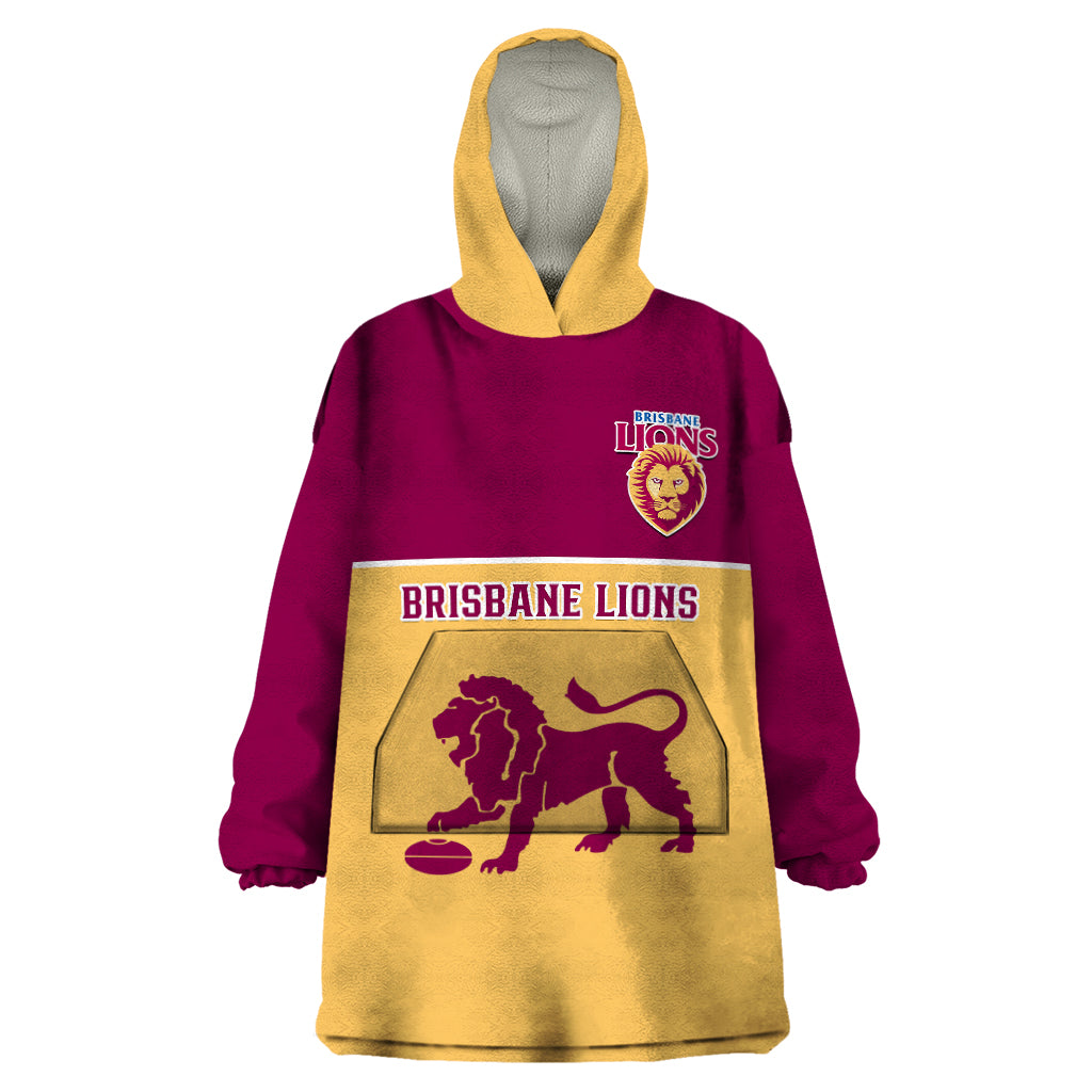 Brisbane Lions Football 2023 Wearable Blanket Hoodie Sporty Gold Version - Vibe Hoodie Shop