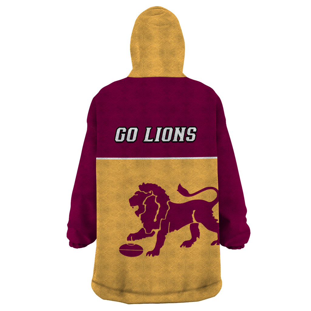 Brisbane Lions Football 2023 Wearable Blanket Hoodie Sporty Gold Version - Vibe Hoodie Shop