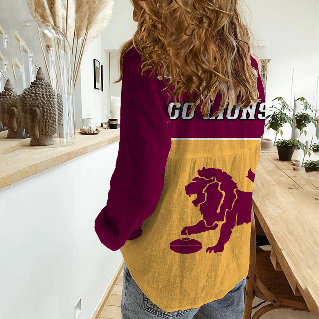 Brisbane Lions Football 2023 Women Casual Shirt Sporty Gold Version - Vibe Hoodie Shop