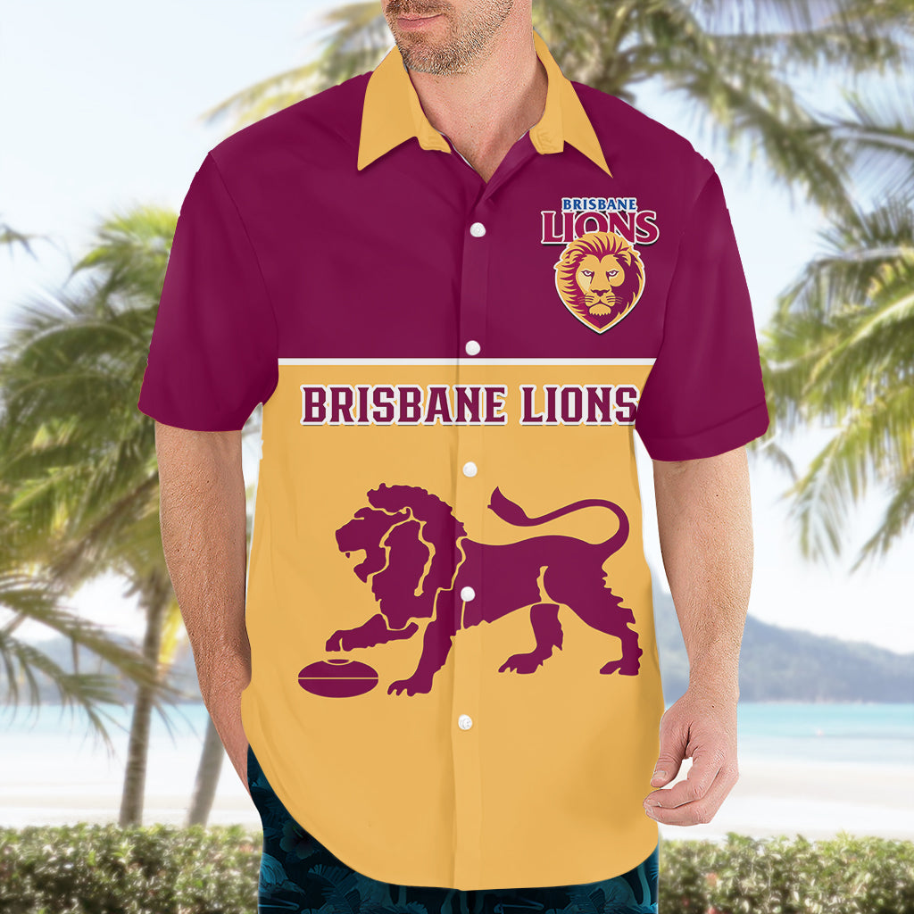 Personalised Brisbane Lions Football 2023 Hawaiian Shirt Sporty Gold Version - Vibe Hoodie Shop